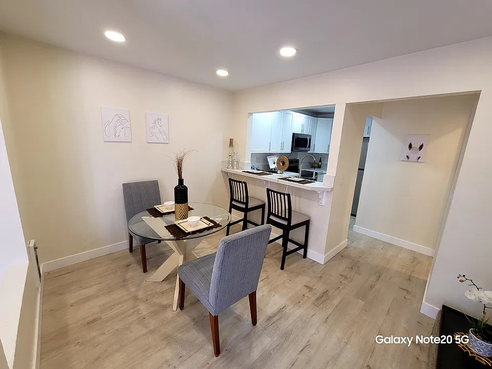 Invite your family for Thanksgiving, parties! (Note the ceiling lights & the new white oak floors!)