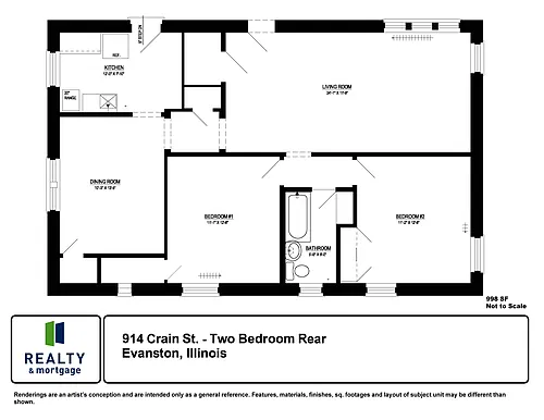Floor plan Two Bedroom Rear