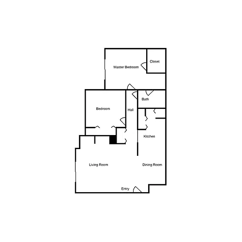 Floor plan 2 Bedroom 1 Bathroom
