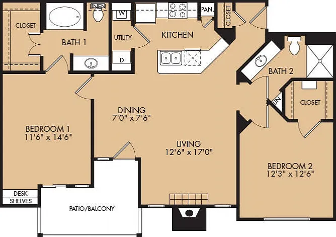 B2 -2x2 floor plan Grapevine 2499