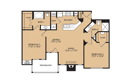 Floor plan B2 -2X2