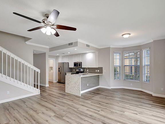 Living room, looking into kitchen