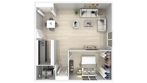 Floor plan 1 Bedroom 1 Bathroom Without Balcony
