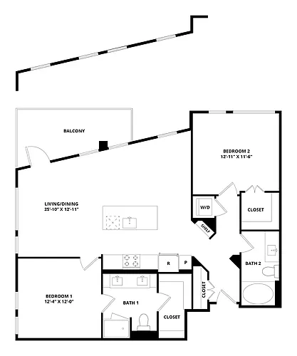 Floor plan 2 Bed/2 Bath-Avalon