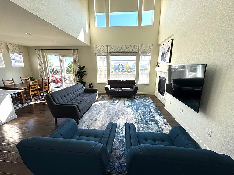 Living Area/Family Room with vaulted ceilings