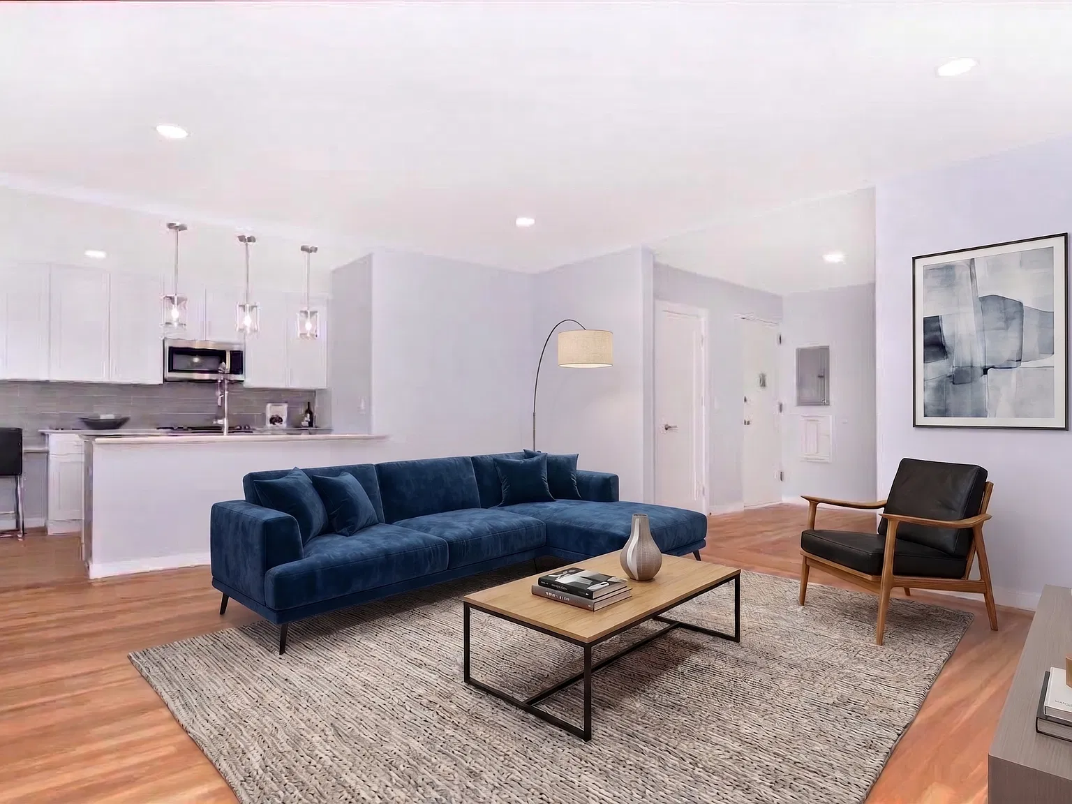 Virtually staged living room