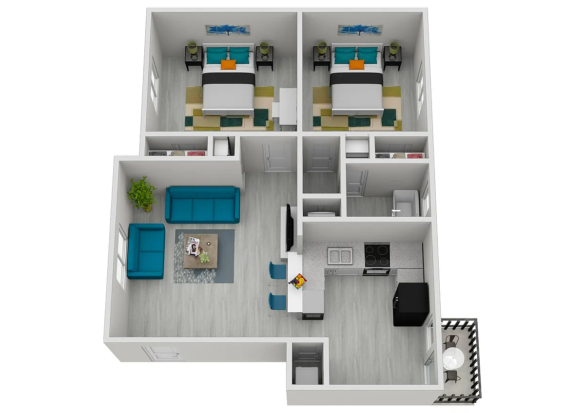 Floor plan 2 Bed 1 Bath Midlevel Reno