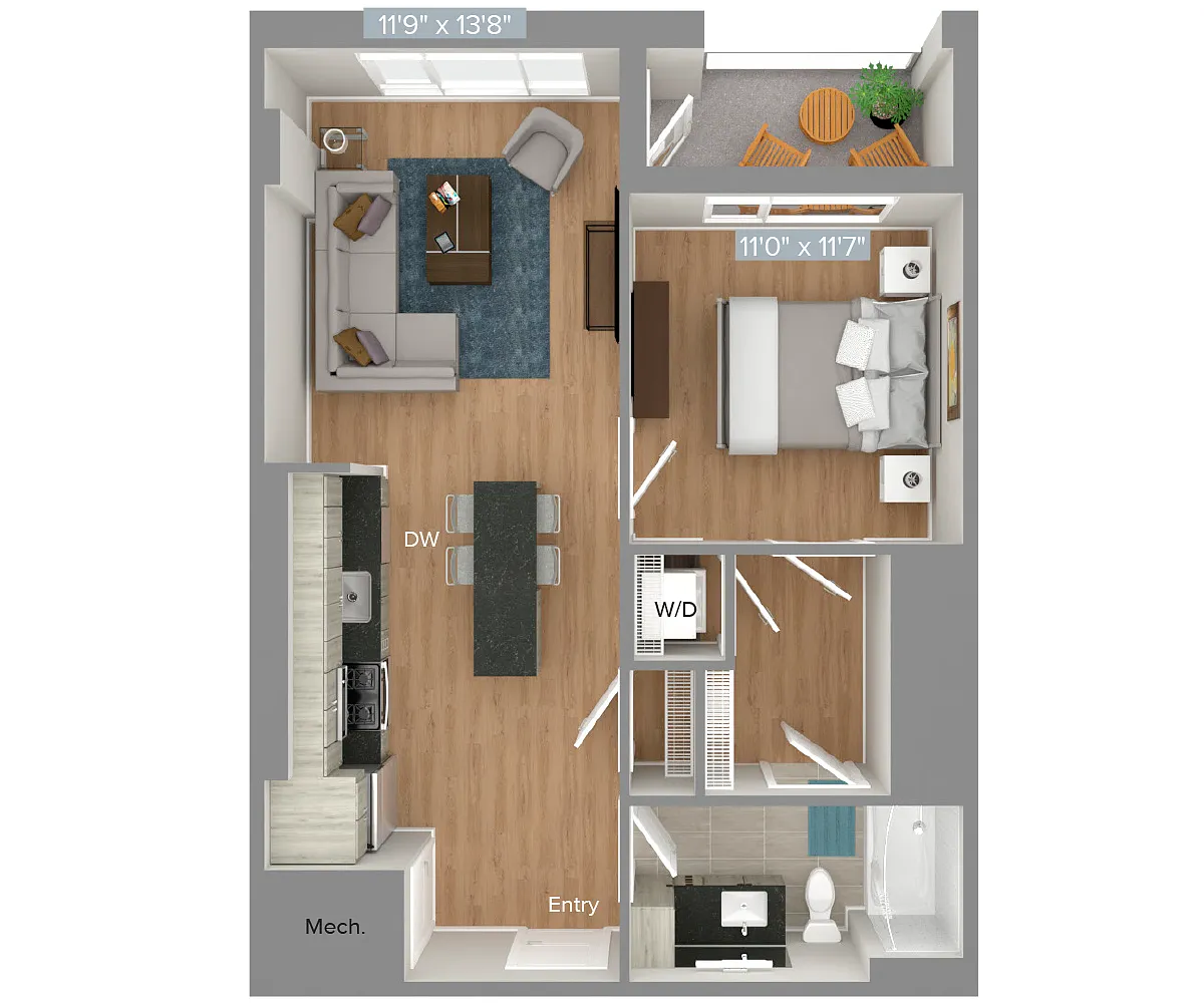 Floor plan A1-674sf-S