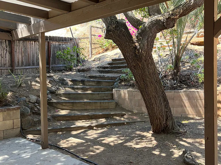 Stairs going to upper yard