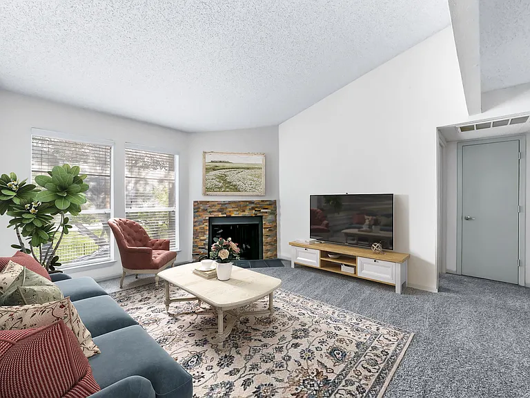 A1 Living Area w/ Wood-Burning Fireplace