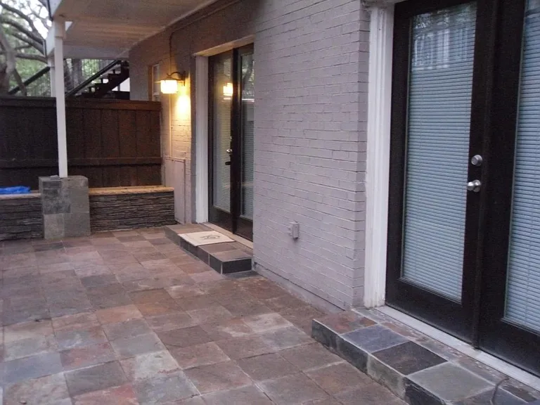 Private patio with two sets of french doors.