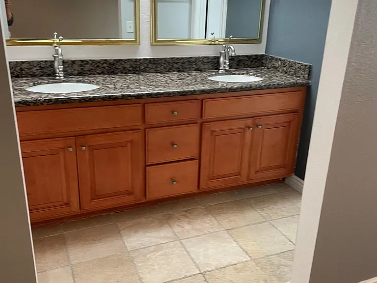 Master bedroom bathroom with dual sinks