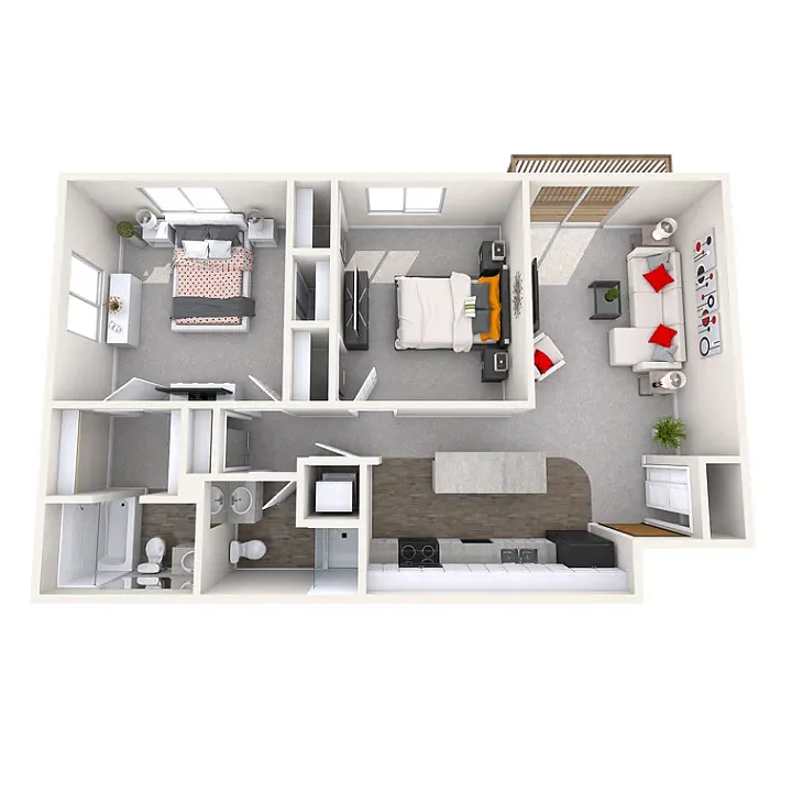 Floor plan 2 bedroom 2 bath for 2 people per person rate