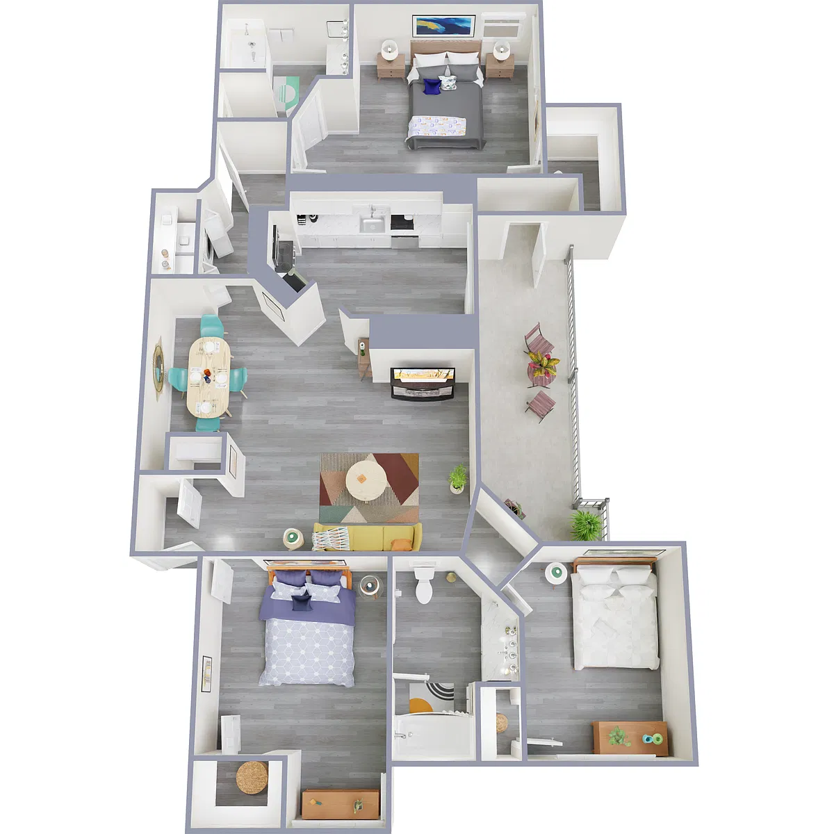 Floor plan C1 | 3 Bed | 2 Bath | Classic