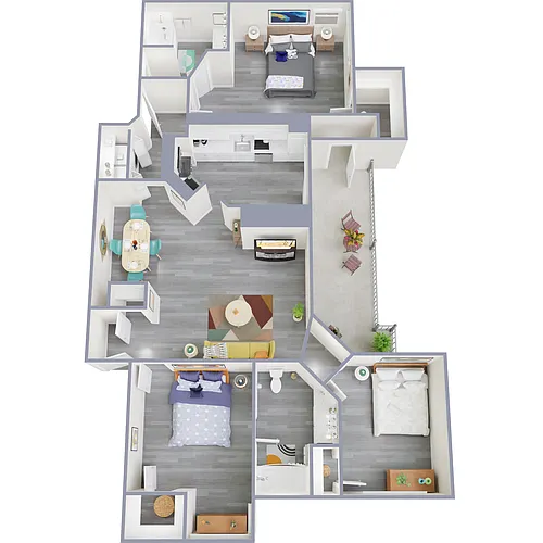 Floor plan C1 | 3 Bed | 2 Bath | Classic