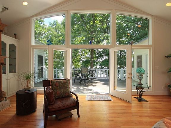 The great room opens onto an expansive deck.