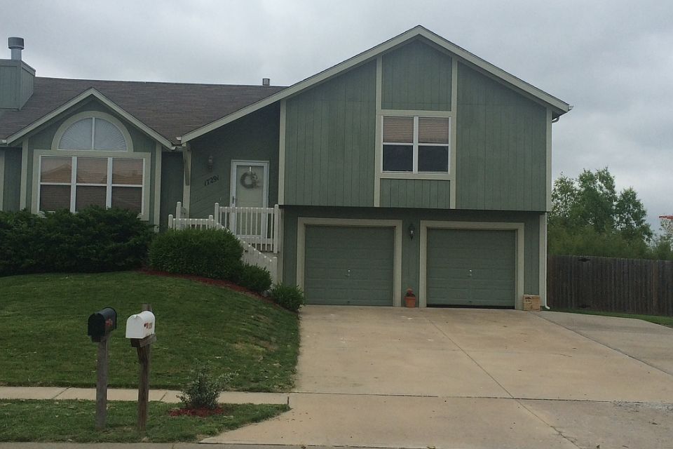 Two car garage w/ wide drive