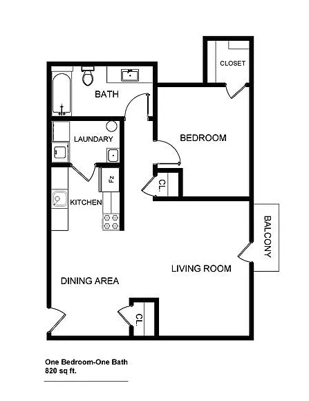 Floor plan 1 Bed 1 Bath