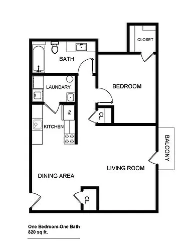 Floor plan 1 Bed 1 Bath