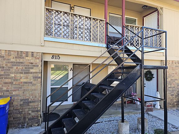 The stairway at the front of the building.