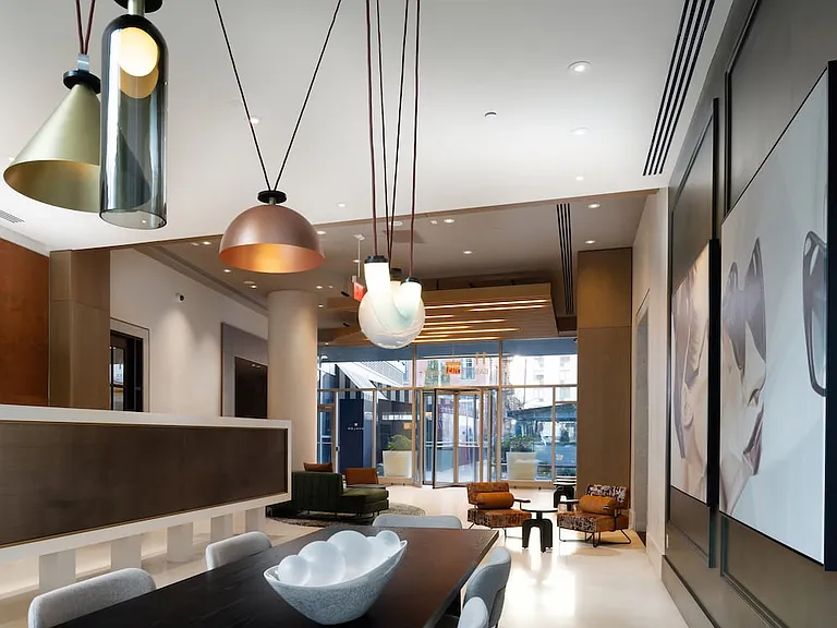 Lobby with modern architecture and lounge seating