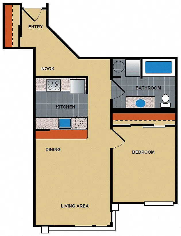 Floor plan Ellipse 1 Bedroom + Nook