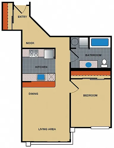Floor plan Ellipse 1 Bedroom + Nook