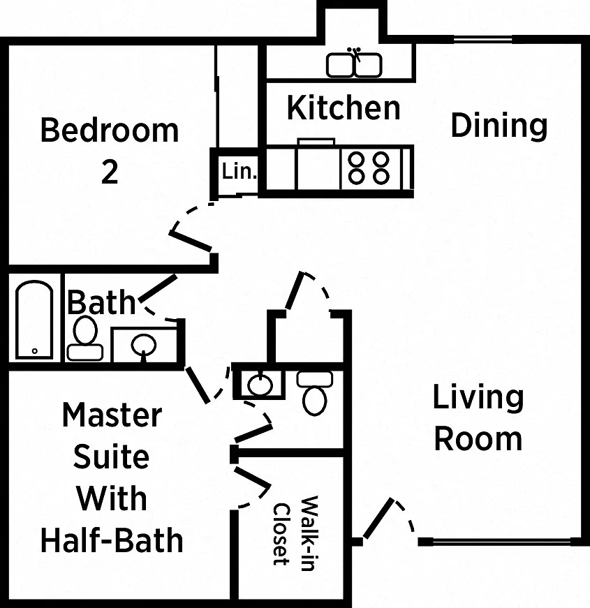Floor plan 2 Bed 1.5 Bath