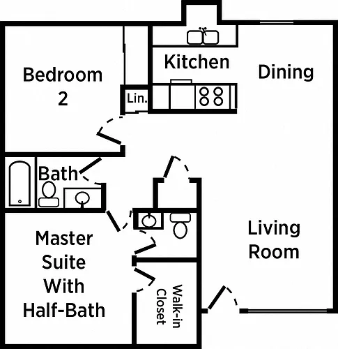 Floor plan 2 Bed 1.5 Bath