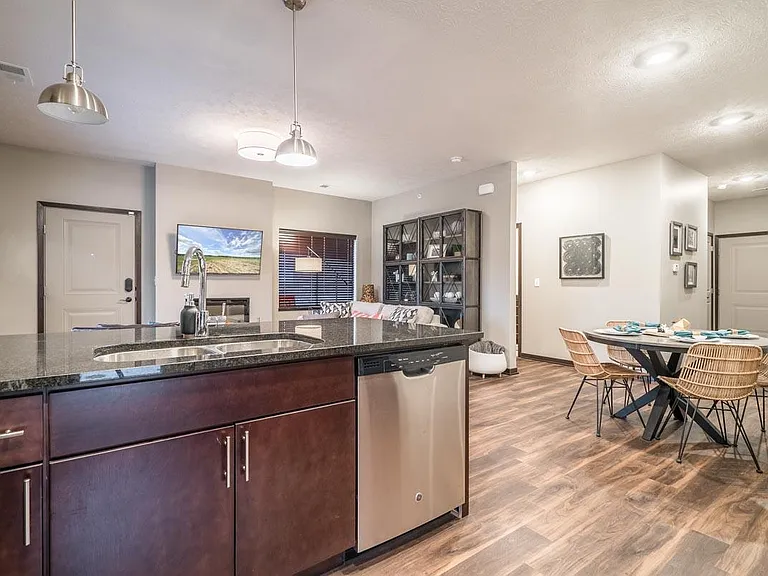 Our open floor plans allow you to overlook the living and dining areas from your kitchen.