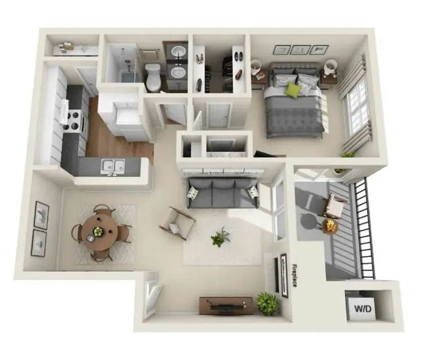 Floor plan 1x1C - Income Restricted