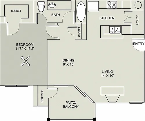 Floor plan 1 Bed Bal Harbor Renovated