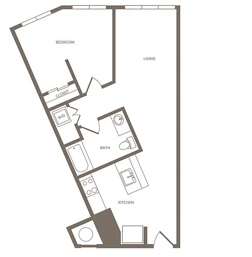Floor plan 1 Bed/1 Bath-C