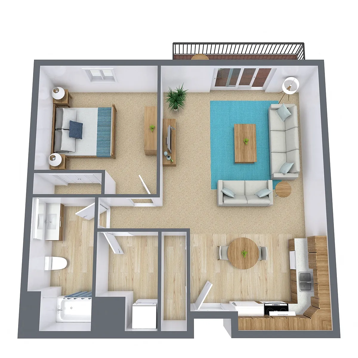 Floor plan One Bedroom 11C