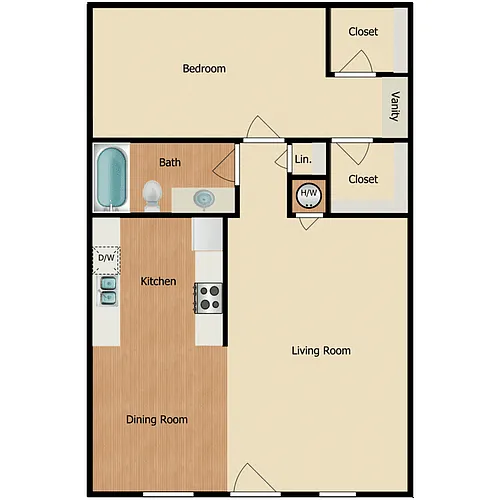 Floor plan 1 Bed 1 Bath A