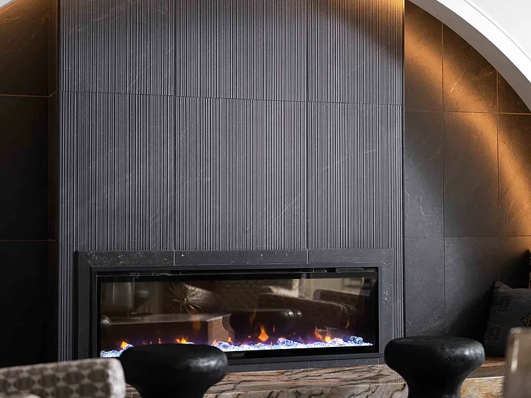 Resident lounge with fireplace