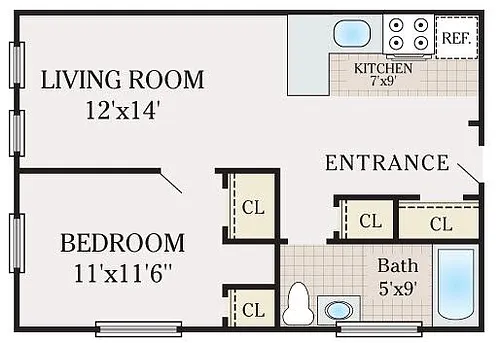 Floor plan 1 Bed 1 Bath