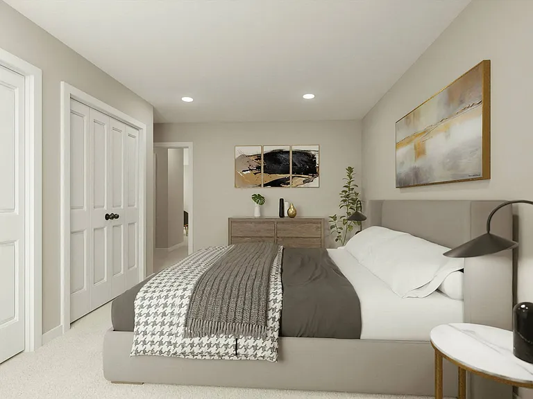 Bedroom with Ample storage space at The Reserve at Prentiss Pointe Apartments in Harrison Township, MI