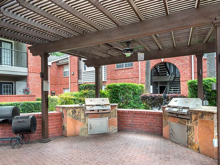 Outdoor grilling area with ample prep space