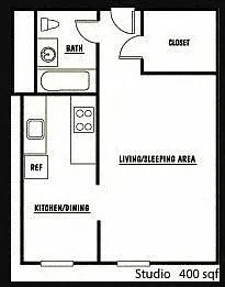 Floor plan Studio - 60% AMI