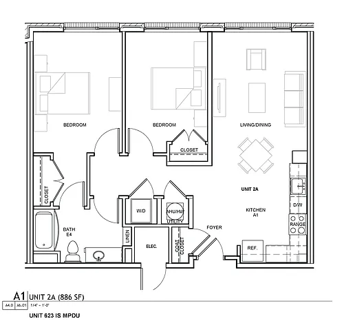 Floor plan New Construction - 2 Bedroom