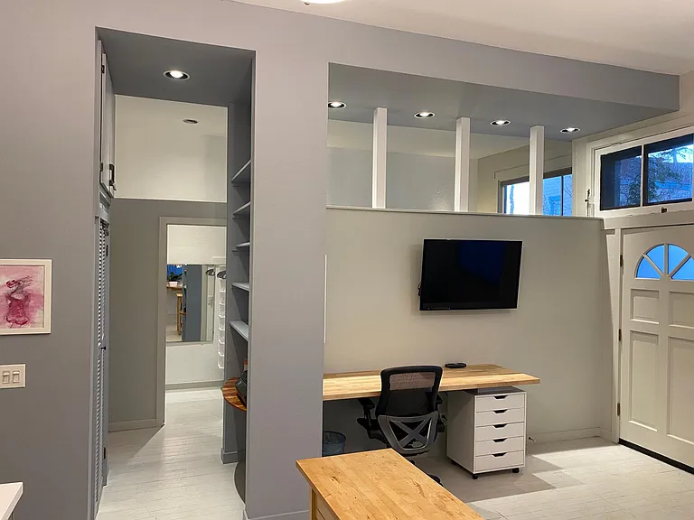 From Living looking down hall to Bed/bath area. Eleven Foot Ceilings!