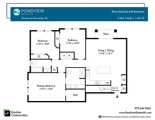 Floor plan $2.52/sq.ft. - Three Bedroom with Basement