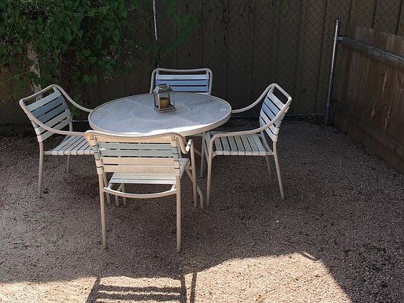 shaded patio with Pecan Tree