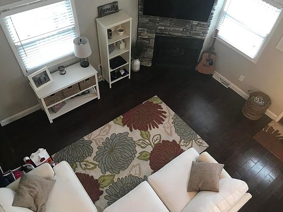 View of living room from loft