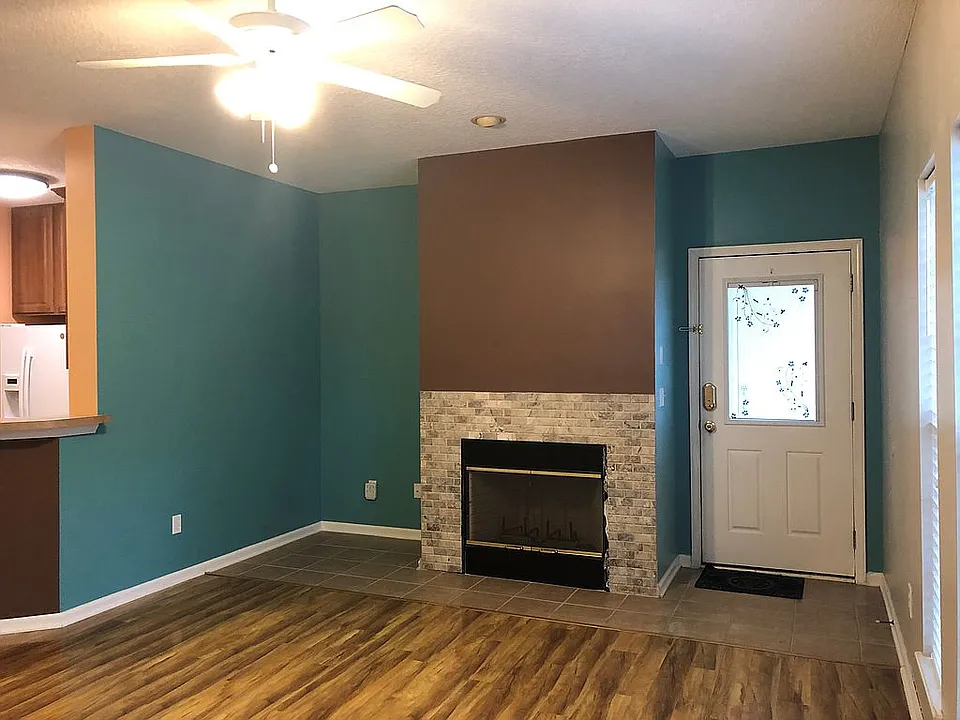 Entry and fireplace