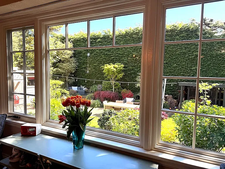 View to backyard from dining