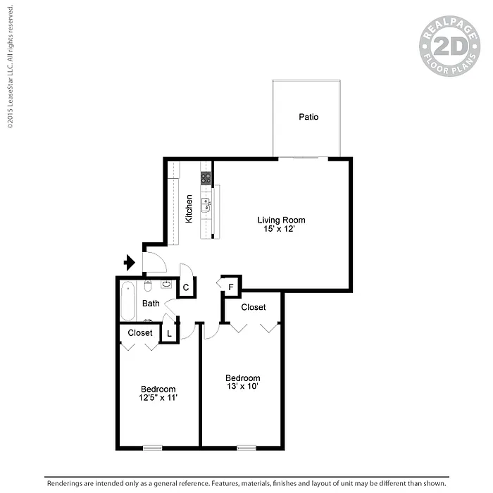 Floor plan SH SMALL 2 BD 1 BA