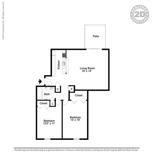 Floor plan SH SMALL 2 BD 1 BA
