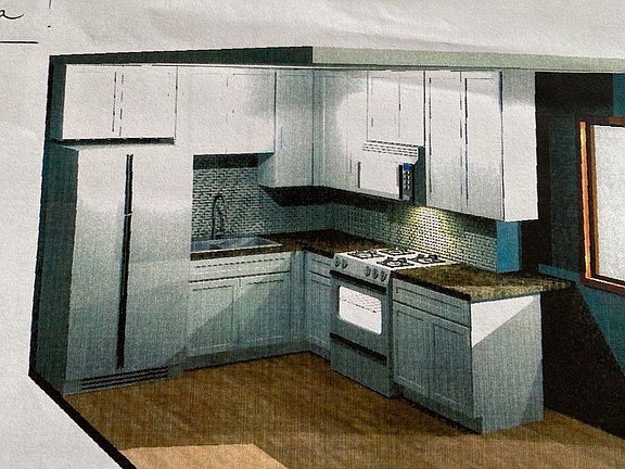 Rendering of the Kitchen. New appliances and cabinets.